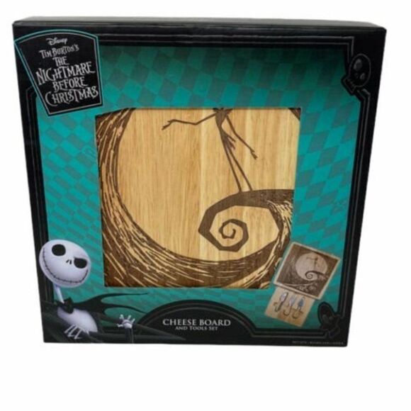 Disney Nightmare Before Christmas Wood Cheese Board And Tools Set Party Jack - Picture 3 of 10